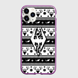 Чехол iPhone 11 Pro матовый The Elder Scrolls winter deer pattern, цвет: 3D-фиолетовый