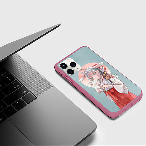 Чехол iPhone 11 Pro матовый Аля иногда кокетничает со мной по-русски - Алиса / 3D-Малиновый – фото 3