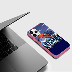 Чехол iPhone 11 Pro матовый Уличные акулы, цвет: 3D-малиновый — фото 2