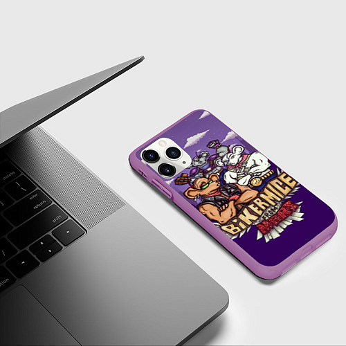 Чехол iPhone 11 Pro матовый Мыши-рокеры с Марса / 3D-Фиолетовый – фото 3