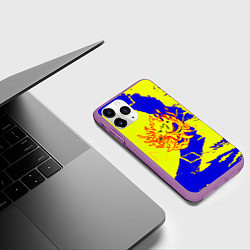 Чехол iPhone 11 Pro матовый Samurai logo yellow fire, цвет: 3D-фиолетовый — фото 2