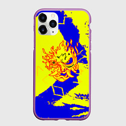 Чехол iPhone 11 Pro матовый Samurai logo yellow fire, цвет: 3D-фиолетовый