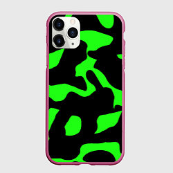 Чехол iPhone 11 Pro матовый Зелёный камуфляж милитари, цвет: 3D-малиновый