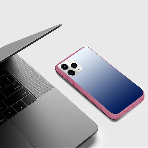 Чехол iPhone 11 Pro матовый Бело синий градиент / 3D-Малиновый – фото 3