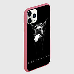 Чехол iPhone 11 Pro матовый Dobermann head, цвет: 3D-малиновый — фото 2