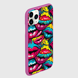 Чехол iPhone 11 Pro матовый Граффити губы женские с блеском, цвет: 3D-фиолетовый — фото 2