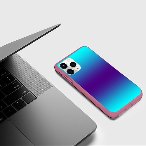 Чехол iPhone 11 Pro матовый Градиент из неона / 3D-Малиновый – фото 3