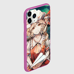Чехол iPhone 11 Pro матовый Touhou Project Flandre милая с бумажным самолётико, цвет: 3D-фиолетовый — фото 2