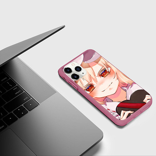 Чехол iPhone 11 Pro матовый Touhou Project Фландр Скарлет с подарком в форме с / 3D-Малиновый – фото 3
