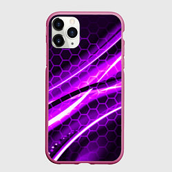 Чехол iPhone 11 Pro матовый Неоновая броня текстура, цвет: 3D-малиновый