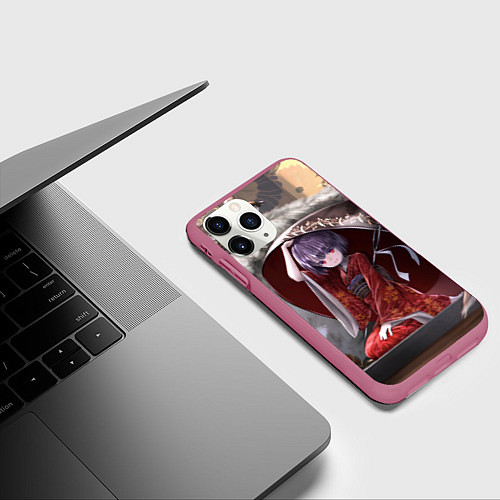 Чехол iPhone 11 Pro матовый Touhou Project Симмёмару Сукуна / 3D-Малиновый – фото 3