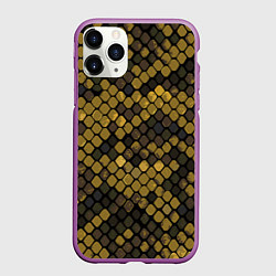 Чехол iPhone 11 Pro матовый Змеиный камуфляж - текстура чешуи, цвет: 3D-фиолетовый