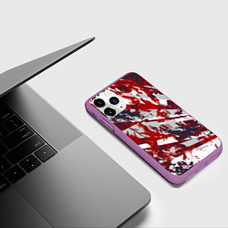 Чехол iPhone 11 Pro матовый Геометрическая абстракция линии на красном, цвет: 3D-фиолетовый — фото 2