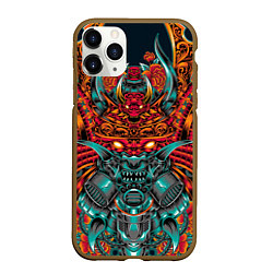 Чехол iPhone 11 Pro матовый Киборг самурай, цвет: 3D-коричневый