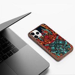 Чехол iPhone 11 Pro матовый Киборг самурай, цвет: 3D-коричневый — фото 2