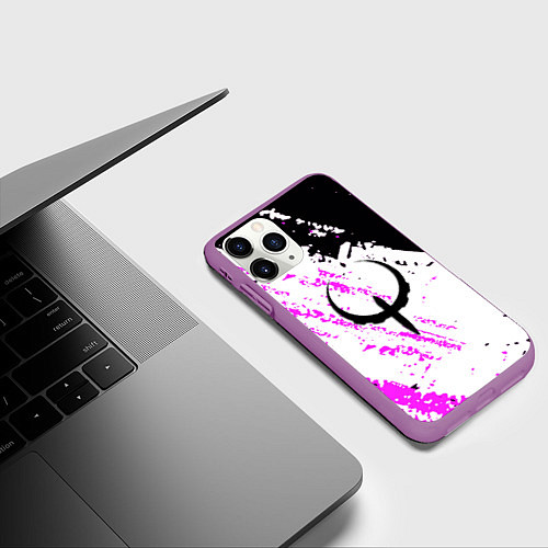 Чехол iPhone 11 Pro матовый Quake краски неон / 3D-Фиолетовый – фото 3