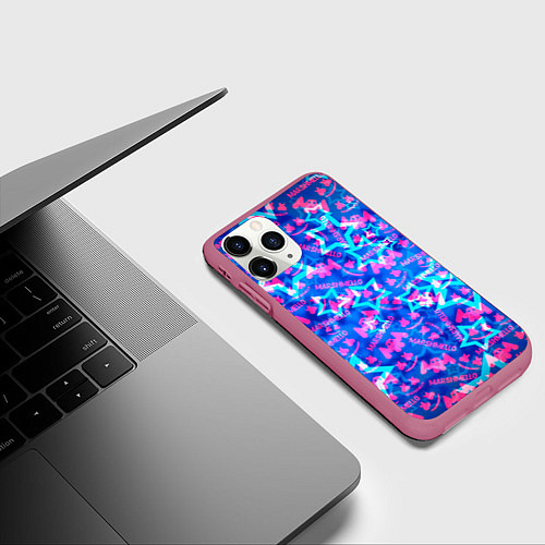 Чехол iPhone 11 Pro матовый Marshmello comstock star / 3D-Малиновый – фото 3