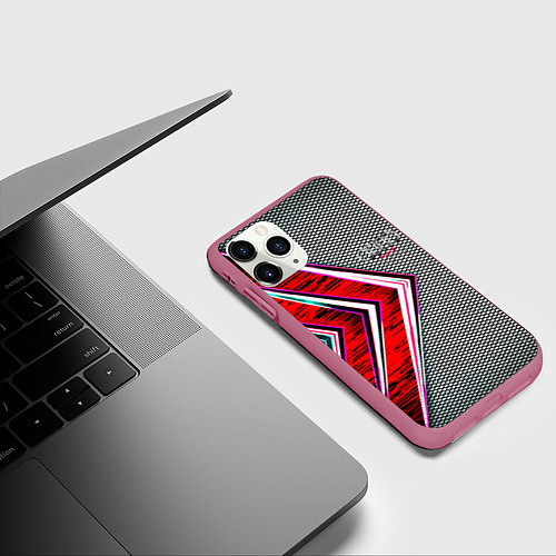 Чехол iPhone 11 Pro матовый Audi sport geometry car / 3D-Малиновый – фото 3