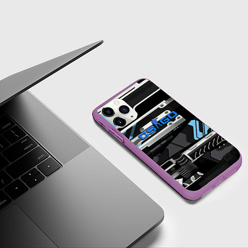 Чехол iPhone 11 Pro матовый CS GO vulkan steel / 3D-Фиолетовый – фото 3