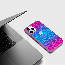 Чехол iPhone 11 Pro матовый Rock star neon, цвет: 3D-фиолетовый — фото 2