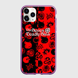 Чехол iPhone 11 Pro матовый 7 смертных грехов патттерн, цвет: 3D-фиолетовый