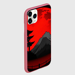 Чехол iPhone 11 Pro матовый Гора японии на фоне заката, цвет: 3D-малиновый — фото 2