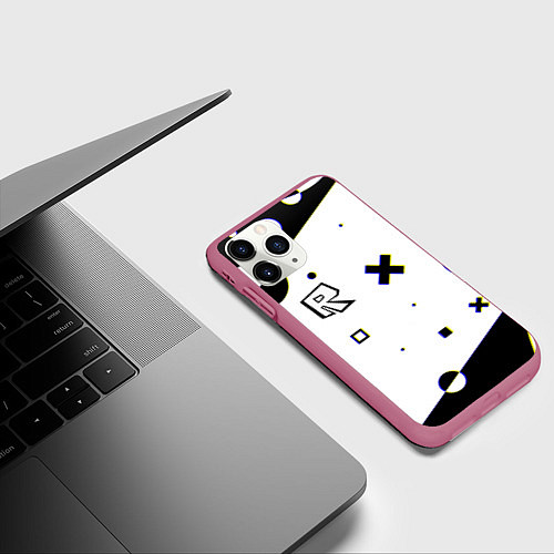 Чехол iPhone 11 Pro матовый Roblox pattern game / 3D-Малиновый – фото 3