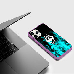 Чехол iPhone 11 Pro матовый The elder scrolls neon flame, цвет: 3D-фиолетовый — фото 2