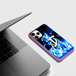Чехол iPhone 11 Pro матовый Doom fire знак, цвет: 3D-фиолетовый — фото 2
