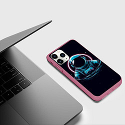 Чехол iPhone 11 Pro матовый Тонущий космонавт, цвет: 3D-малиновый — фото 2