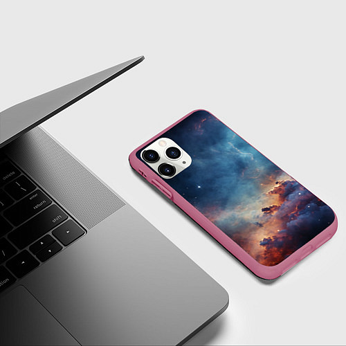 Чехол iPhone 11 Pro матовый Космическая даль / 3D-Малиновый – фото 3