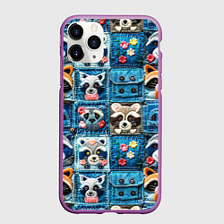 Чехол iPhone 11 Pro матовый Пэчворк с энотами, цвет: 3D-фиолетовый