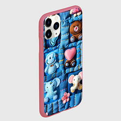 Чехол iPhone 11 Pro матовый Слоники на пэчворк, цвет: 3D-малиновый — фото 2
