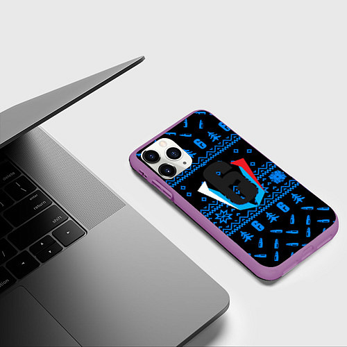Чехол iPhone 11 Pro матовый Rainbow six winter steel / 3D-Фиолетовый – фото 3