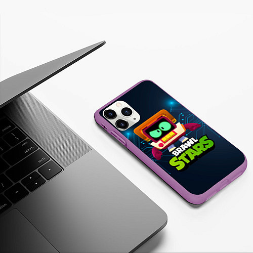 Чехол iPhone 11 Pro матовый Brawl start 8 bit skin old tv / 3D-Фиолетовый – фото 3