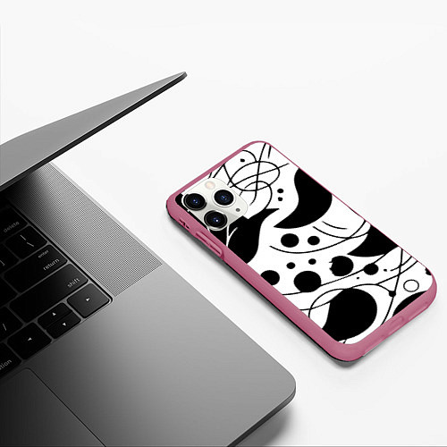 Чехол iPhone 11 Pro матовый Fashion abstraction - ai art fantasy / 3D-Малиновый – фото 3