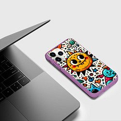 Чехол iPhone 11 Pro матовый Doodle parade, цвет: 3D-фиолетовый — фото 2