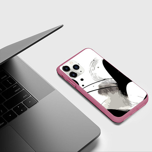 Чехол iPhone 11 Pro матовый Нейросеть создала пейзаж / 3D-Малиновый – фото 3