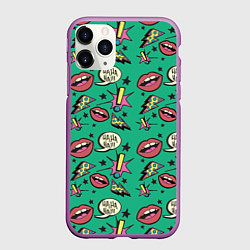 Чехол iPhone 11 Pro матовый Губы и молния поп арт, цвет: 3D-фиолетовый