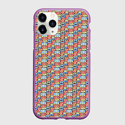 Чехол iPhone 11 Pro матовый Монстры и человечки, цвет: 3D-фиолетовый