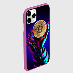 Чехол iPhone 11 Pro матовый Биткойн в руке киборга, цвет: 3D-фиолетовый — фото 2