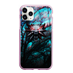 Чехол iPhone 11 Pro матовый The Witcher logo night, цвет: 3D-розовый