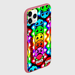 Чехол iPhone 11 Pro матовый Geometry smile dash, цвет: 3D-малиновый — фото 2