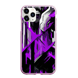 Чехол iPhone 11 Pro матовый White and purple abstraction on a black background, цвет: 3D-розовый