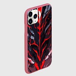 Чехол iPhone 11 Pro матовый Красные адские полосы на чёрном фоне, цвет: 3D-малиновый — фото 2