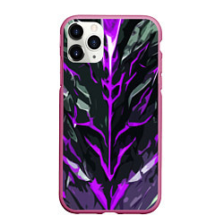 Чехол iPhone 11 Pro матовый Фиолетовые адские полосы на чёрном фоне, цвет: 3D-малиновый