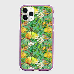 Чехол iPhone 11 Pro матовый Груши и птицы, цвет: 3D-фиолетовый