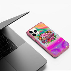 Чехол iPhone 11 Pro матовый Алена и розовые розы, цвет: 3D-малиновый — фото 2