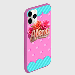 Чехол iPhone 11 Pro матовый Алена и розы объемные буквы, цвет: 3D-фиолетовый — фото 2