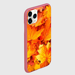 Чехол iPhone 11 Pro матовый Осень - клиновые листья, цвет: 3D-малиновый — фото 2
